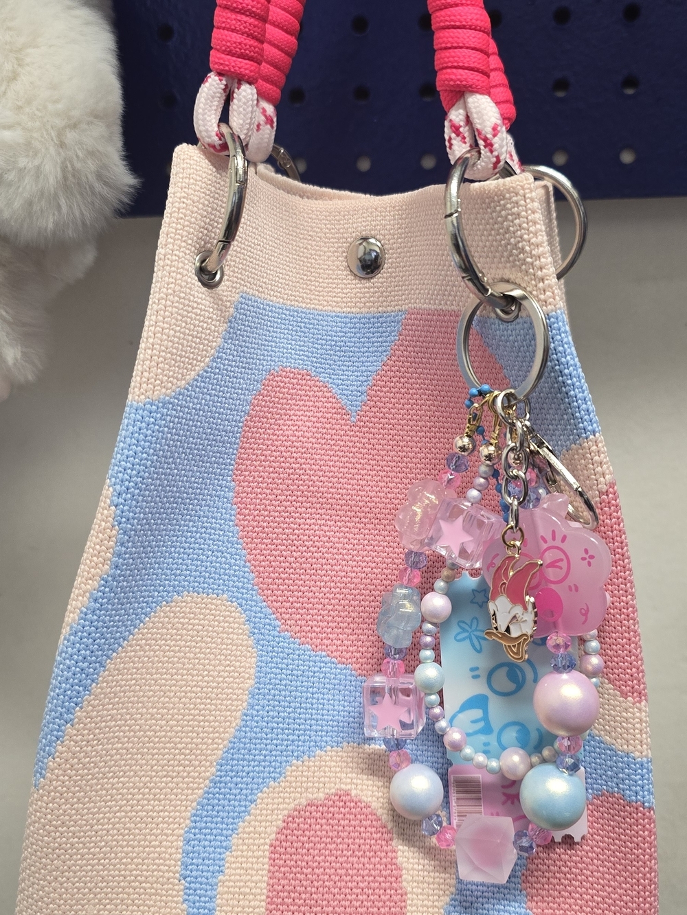 Kids Heart Pattern Pink & Blue Charm Bag - Unbranded